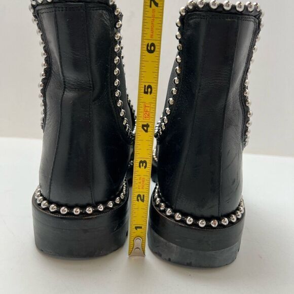 Alexander Wang Black Leather Chelsea Ankle Boots Rivets Accent EUR 37 Spain - Picture 7 of 14